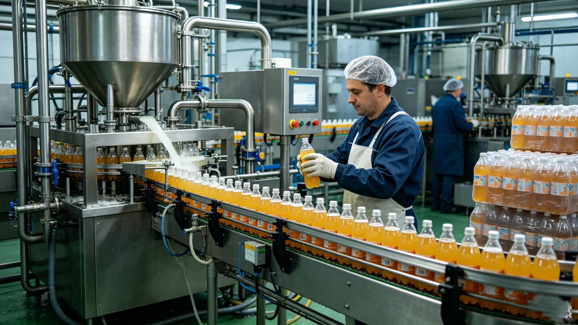 Aplicações, vantagens e padrões de compressores de ar de parafuso na indústria de alimentos e bebidas.